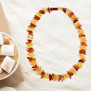 V3 Jewelry Multi Color Amber Chip Statement Necklace-24"